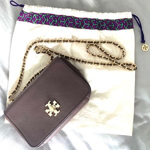 Tory Burch large chain purse. Mocha brown leather.